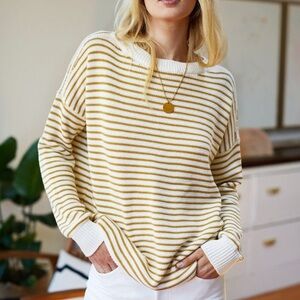Emerson Fry Carolyn Sweater in Marigold Stripe Organic Cotton Women's XS